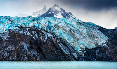 Blue Glacier on Black Mountain Lake Torres del Paine National Park Chile