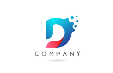 d pink blue letter logo icon with bubble shapes. Creative alphabet design for company and business