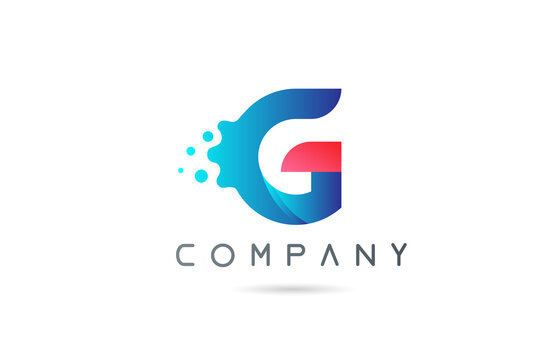 G pink blue letter logo icon with bubble shapes. Creative alphabet design for company and business