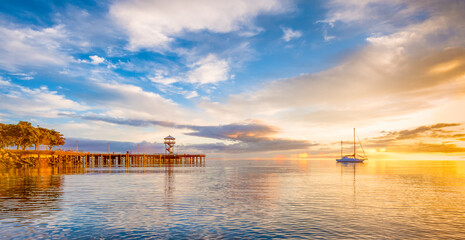 Sunrise lightens sky in Port Angeles, Washintong