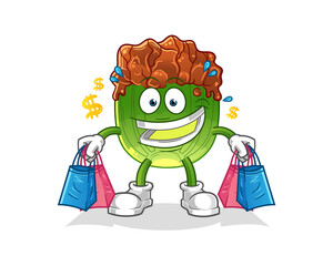 lettuce with bulgogi sauce shoping mascot. cartoon vector