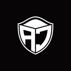 AC Logo monogram shield shape with outline rounded design template
