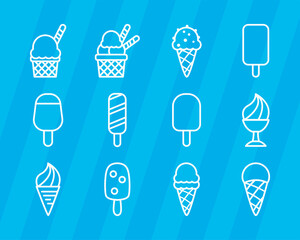 ice cream line style icons bundle vector design