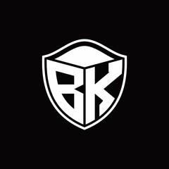 BK Logo monogram shield shape with outline rounded design template