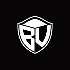 BU Logo monogram shield shape with outline rounded design template