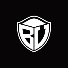 BV Logo monogram shield shape with outline rounded design template