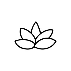 Lotus flower black and white doodle vector isolated illustration. Element for meditation and relaxation or yoga