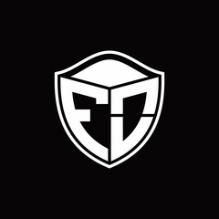 FO Logo monogram shield shape with outline rounded design template