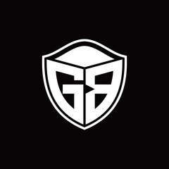 GB Logo monogram shield shape with outline rounded design template