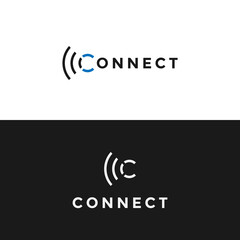 initial C letter logo. the concept of wireless wifi signal waves.