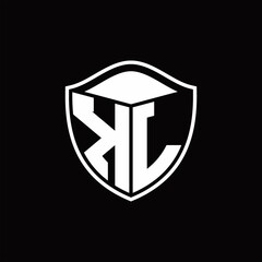 KL Logo monogram shield shape with outline rounded design template