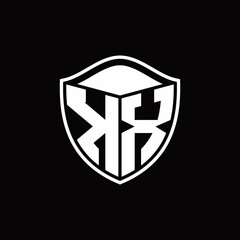 KX Logo monogram shield shape with outline rounded design template