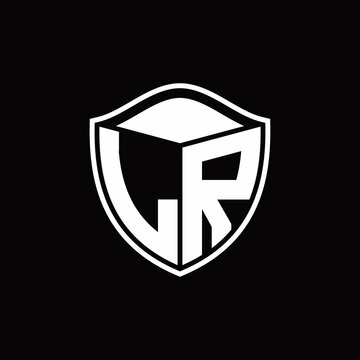 recommend clip art: LR Logo monogram shield shape with outline rounded design template