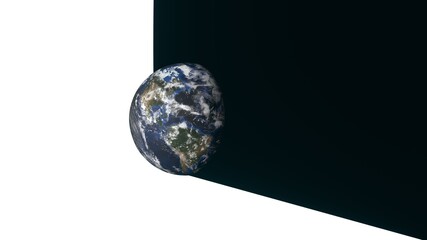 3D rendered illustration of a globe with a simulated atmosphere. On white and black background