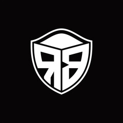 RB Logo monogram shield shape with outline rounded design template