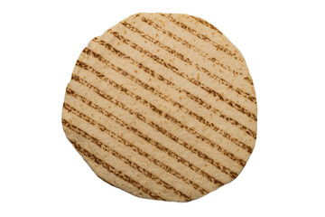 Grilled pitta bread isolated on white background.