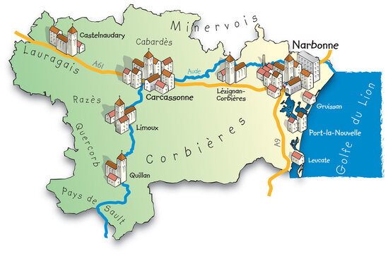 11 Carte du d&eacute;partement de l'Aude