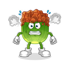 lettuce with bulgogi sauce very angry mascot. cartoon vector