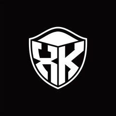 XK Logo monogram shield shape with outline rounded design template