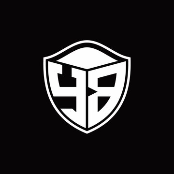 recommend clip art: YB Logo monogram shield shape with outline rounded design template