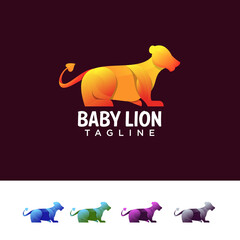 Baby lion art with colorful style design vector template