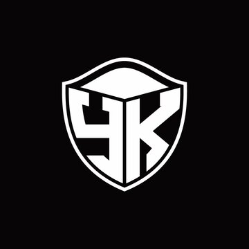 recommend clip art: YK Logo monogram shield shape with outline rounded design template
