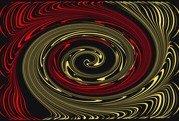 Abstract red and yellow swirls on a black background