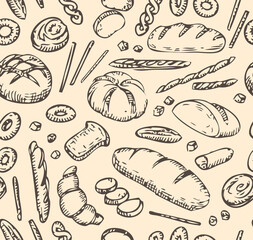 Food sketch seamless pattern