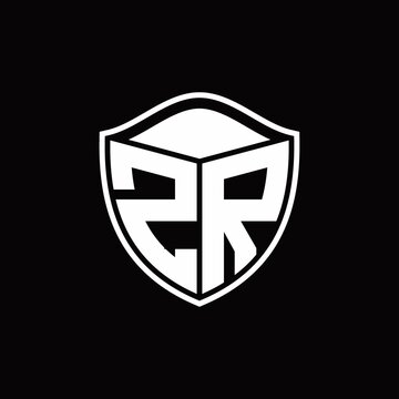 recommend clip art: ZR Logo monogram shield shape with outline rounded design template