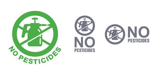No pesticides sign in 3 versions - crossed sprayer