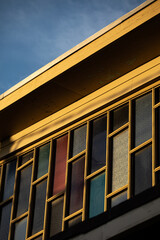 Fototapeta premium Religion Church with stained glass, room for copy in Christian and Catholic.