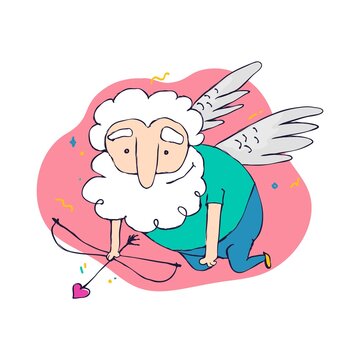 Vector valentine card with Cupid. Illustration of a Valentines Day.