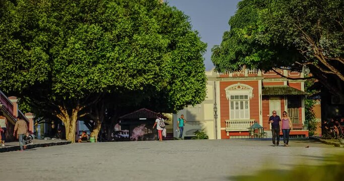 Time lapse of plaza and people in Manaus Amazonas Brazil