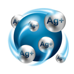 Silver ions action 3D emblem - antibacterial