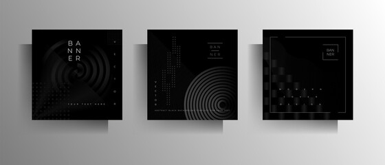 Cover for poster, flyer, banner, brochure a set of templates. Geometric strict vector design in black colors.