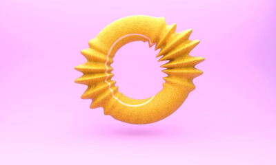abstract torus with yellow texture on a pink background