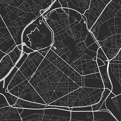 Urban city map of Lille. Vector poster. Grayscale street map.