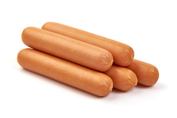 Boiled pork sausages, isolated on white background
