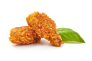 Fried Chicken in breadcrumbs, isolated on white background