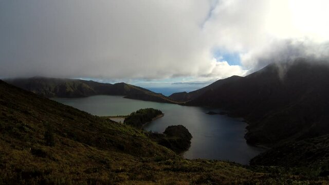 Time lapse of the caldera of Lagoa do Fogo, at S&atilde;o Miguel Island (Azores), on a windy day.
