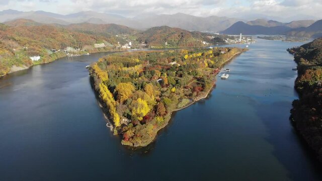 Aerial view of Nami island, Seoul, South Korea