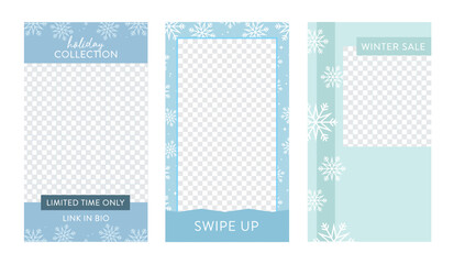 Stories Template, Winter Template, Instagram Stories Template, Social Media Post Template Vector Illustration Background