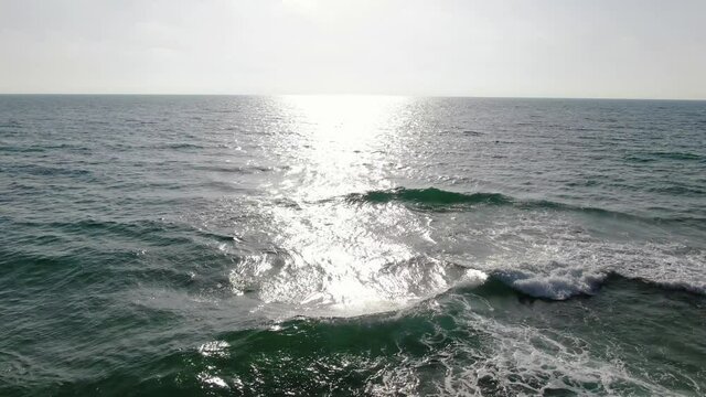 Top-down view of the open boundless Mediterranean Sea. Netanya  Israel