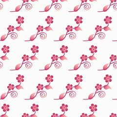 Pattern with pink flowers. For scrapbooking, fabric, packaging and decoration. Illustration - for Valentines day, wedding or birthday. Vector illustration isolated on white background. 
