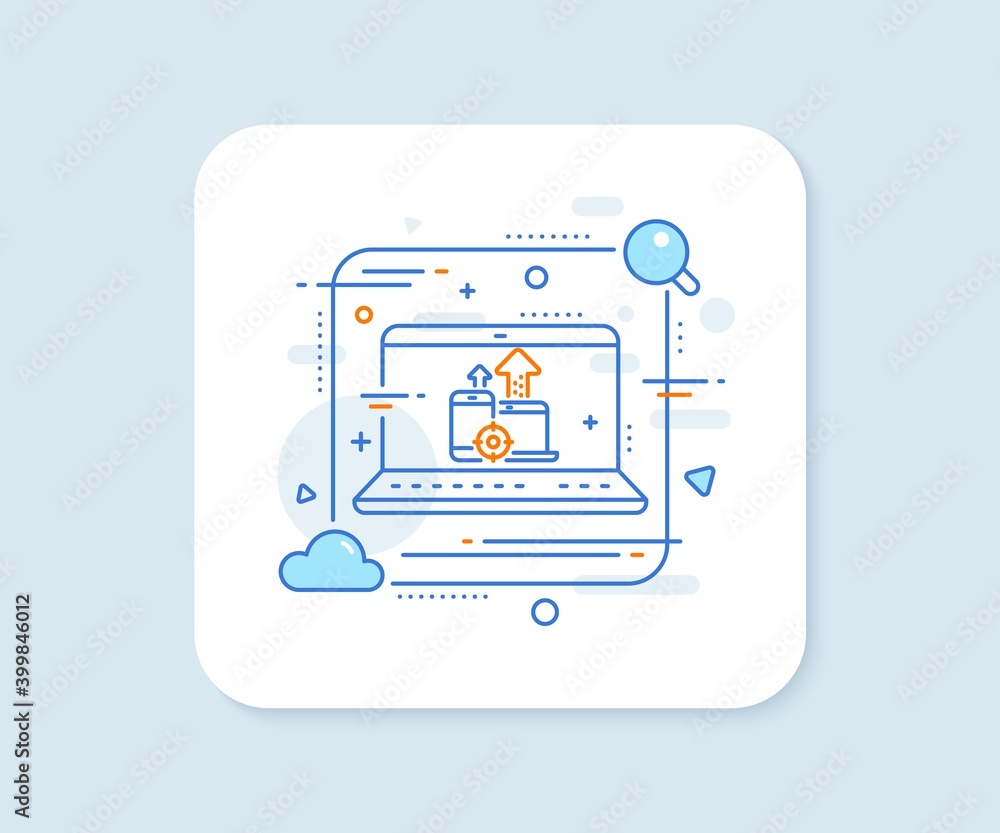 Poster seo devices line icon. abstract vector button. web targeting sign. traffic management symbol. seo de