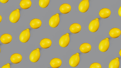 Two lemons on gray background.