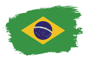 Brush Stroke Brazil Flag Premium Vector