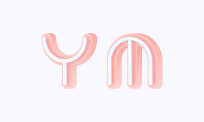 3D isometric premade logo rounded kids store circle monogram alphabet characters