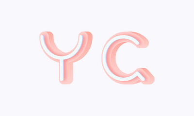 3D isometric premade logo rounded kids store circle monogram alphabet characters