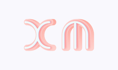 3D isometric premade logo rounded kids store circle monogram alphabet characters
